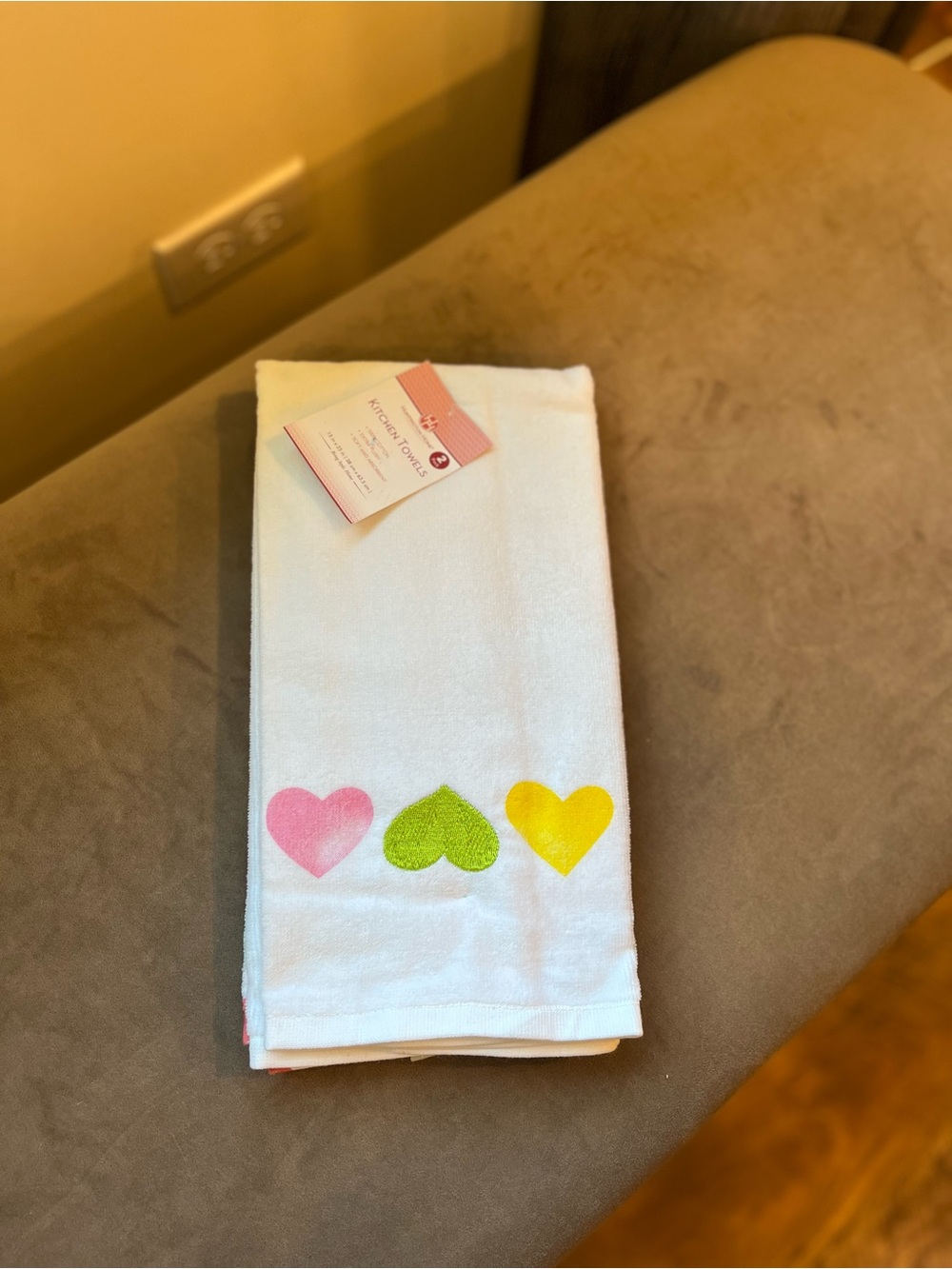 Heart White Kitchen Towels - 2 Pack Cotton